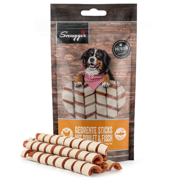 Snuggis Gedrehte Sticks mit Poulet und Fisch für Hunde