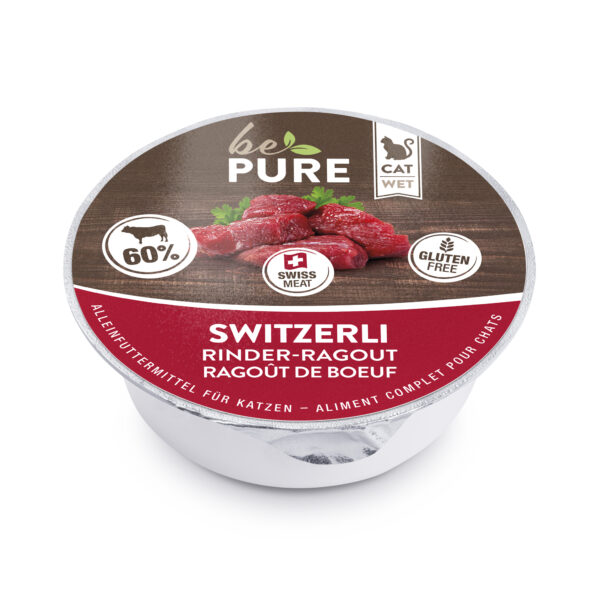 bePure Switzerli mit Rinder-Ragout für Katzen